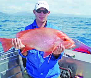 Stuey Sowden with a large mouth nannygai caught from one of our many inshore coastal reefs
